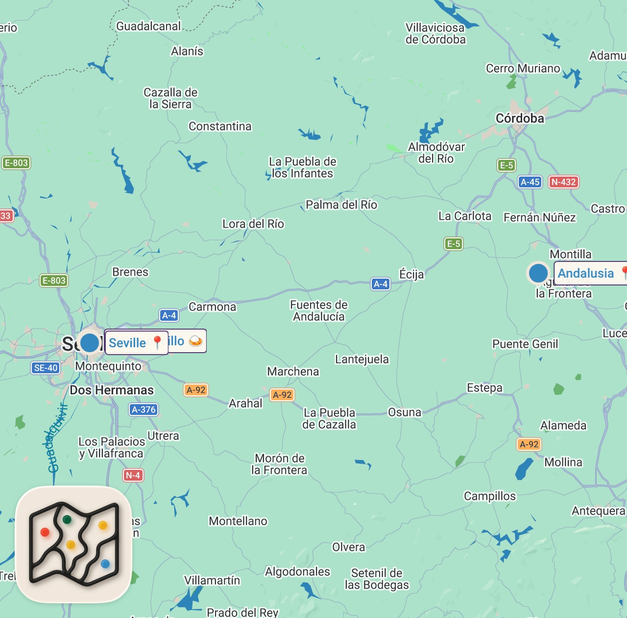 Map of 3 spots from Probando comida callejera en ESPAÑA | La tierra del jamón 🥩🇪🇸