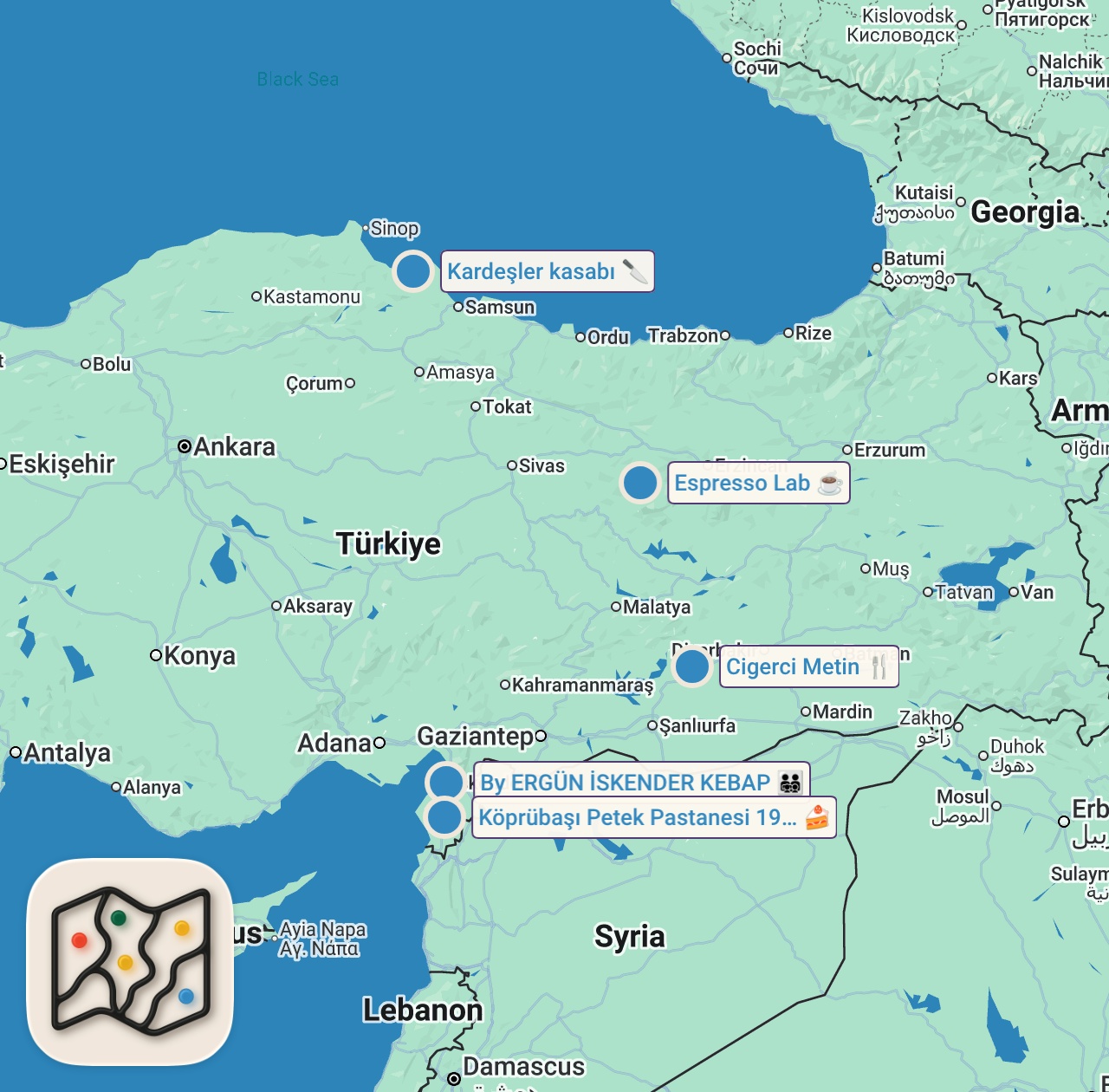 Map of 5 spots from İSKENDERUN’DA 3 SAATTE 1500 TL SERİSİ!!!
