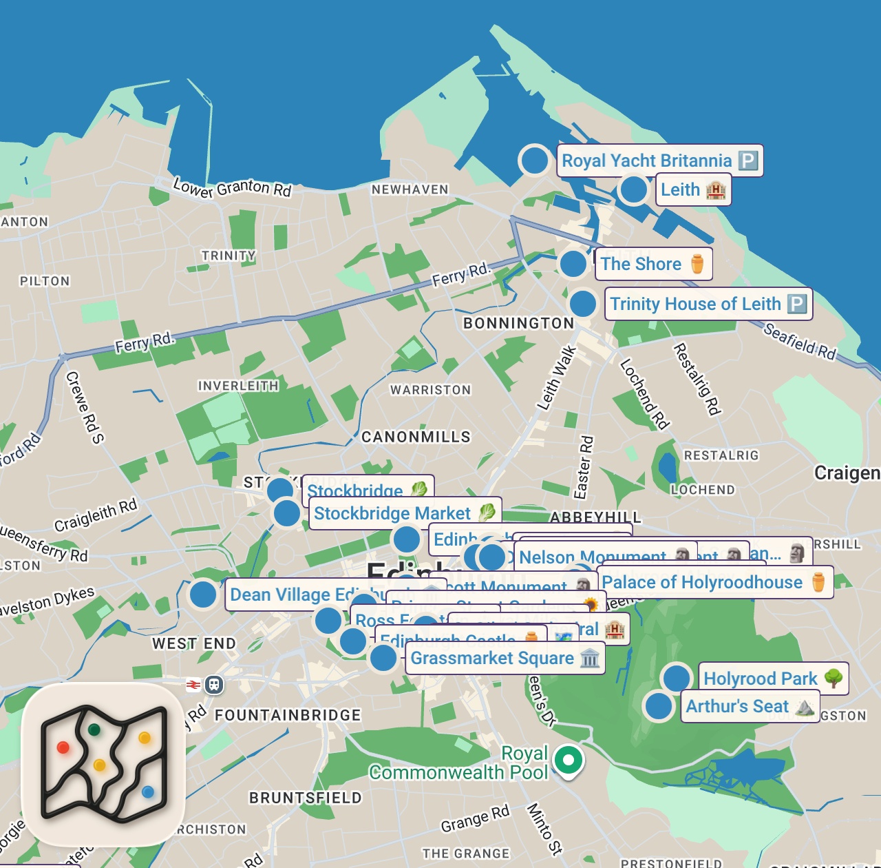 Map of 29 spots from Edinburgh Travel Guide: MUST-SEE Spots in Old Town, New Town and More