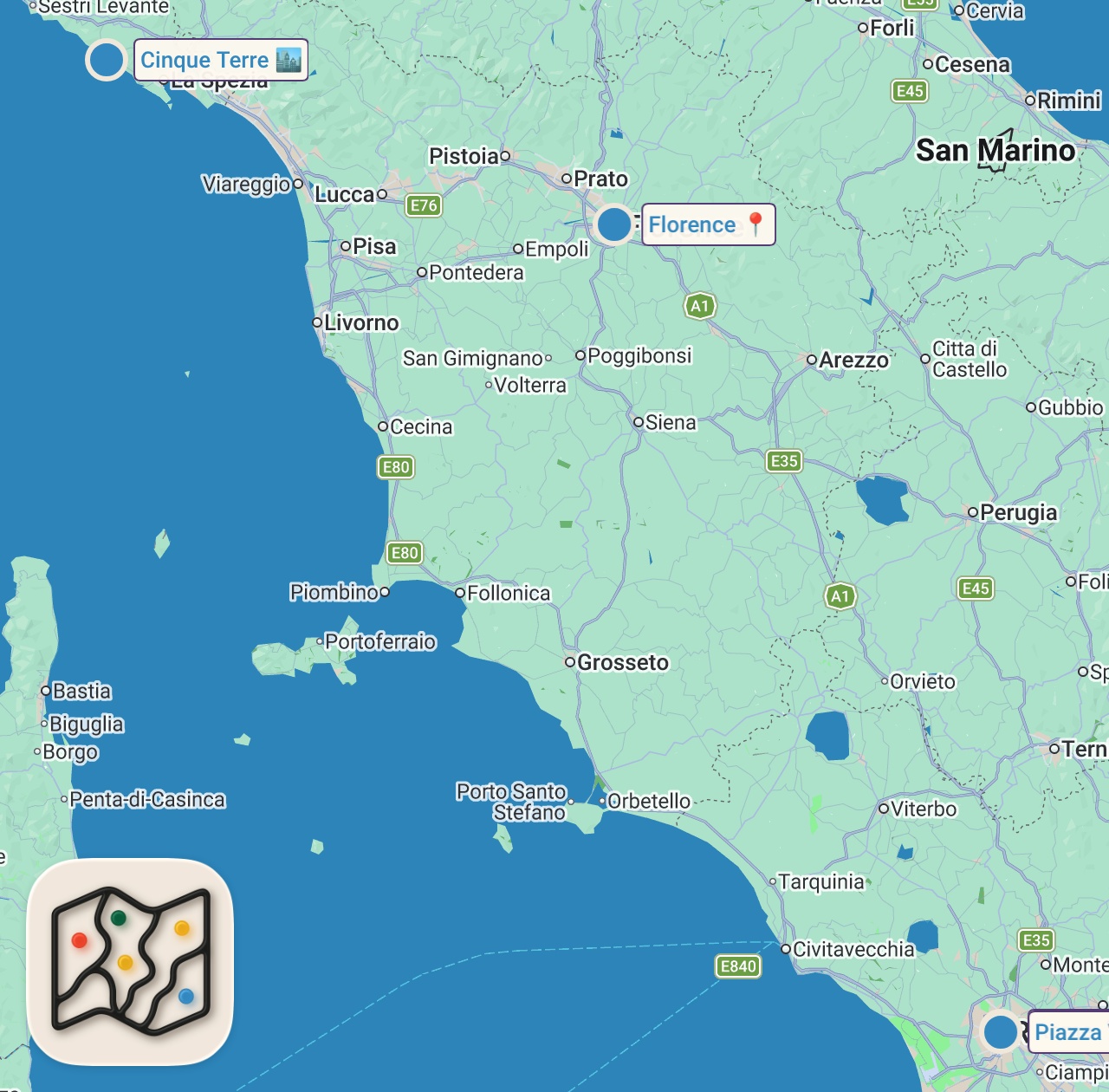 Map preview for The Perfect 10 Day Italy Itinerary For First Timers | Detailed Italy Vacation Guide