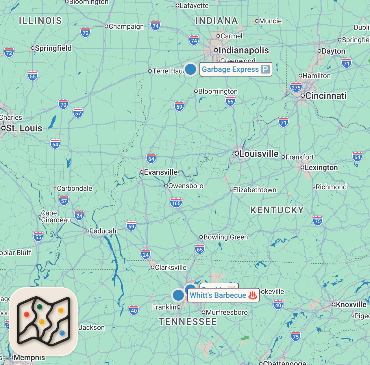 Map preview for Eating at Fast Food Restaurants I've Never Heard of...