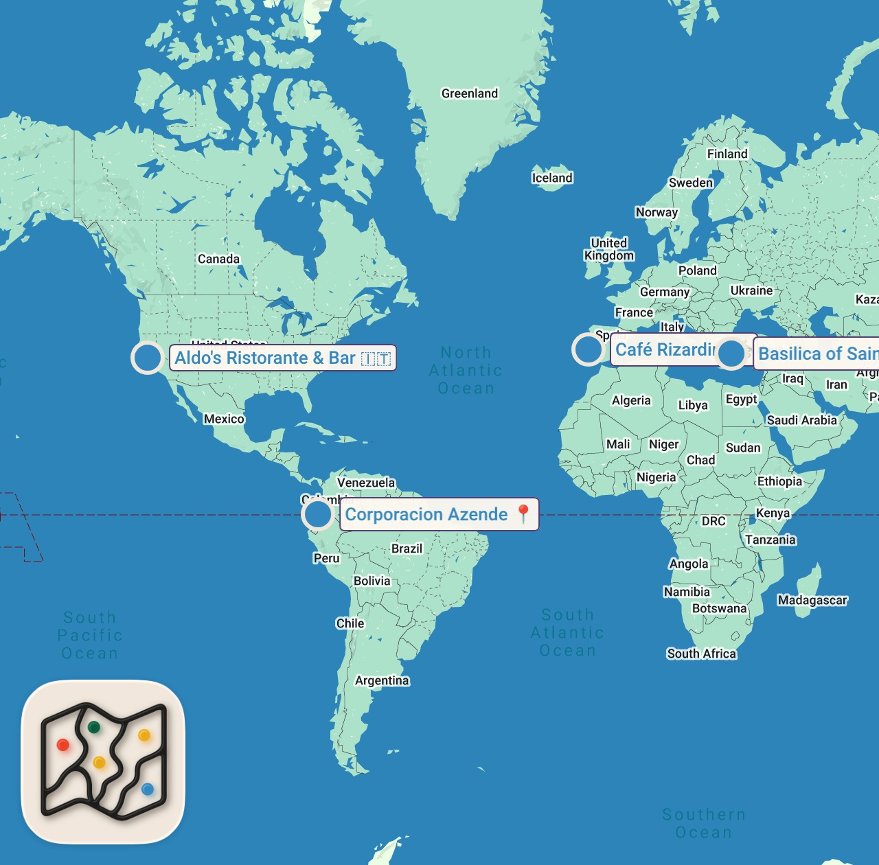 Map of 4 spots from VENEDİK VLOG🇮🇹