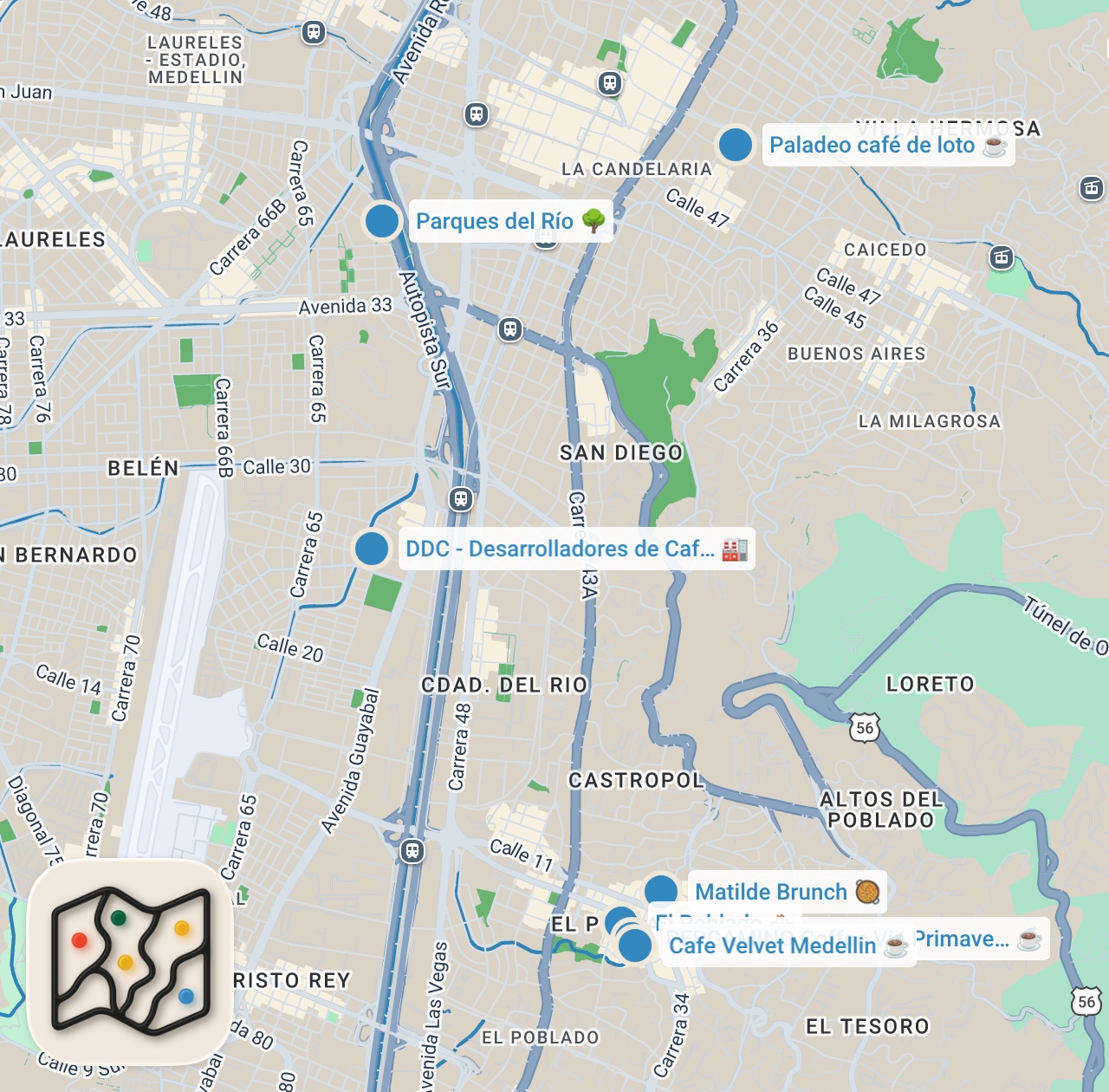 Map preview for Best Coffee Shops in Medellin Colombia Best cafes in Medellin Best Coffee Shops in the World