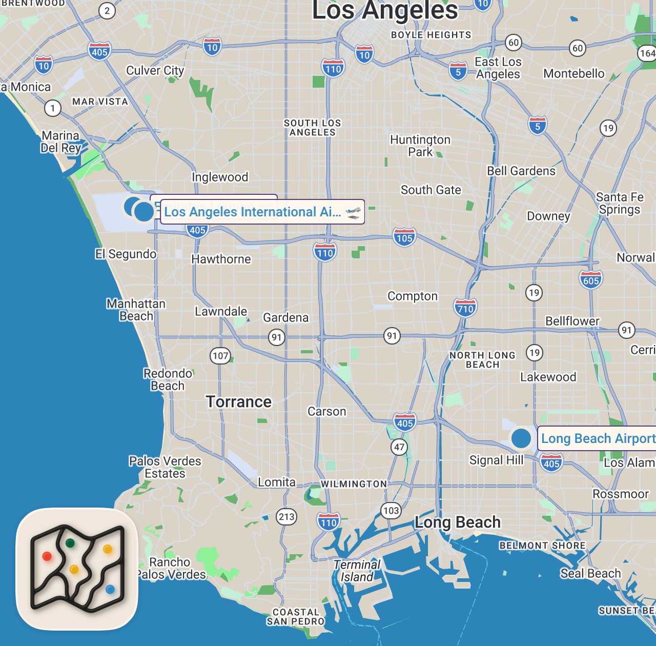 Map of 3 spots from Emirates Food Review - HUGE SHRIMP MACHBOOS on Business Class!! | LA to Dubai