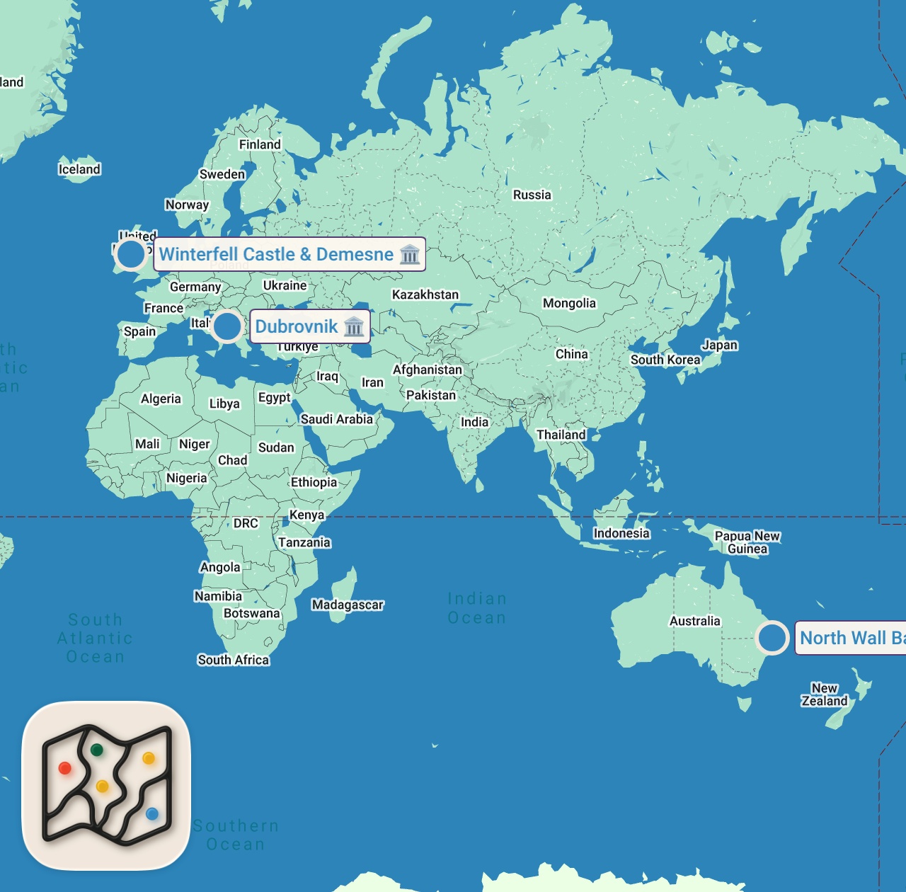 Map of 3 spots from 29 Stunning GAME OF THRONES Filming LOCATIONS You Can Travel To Now