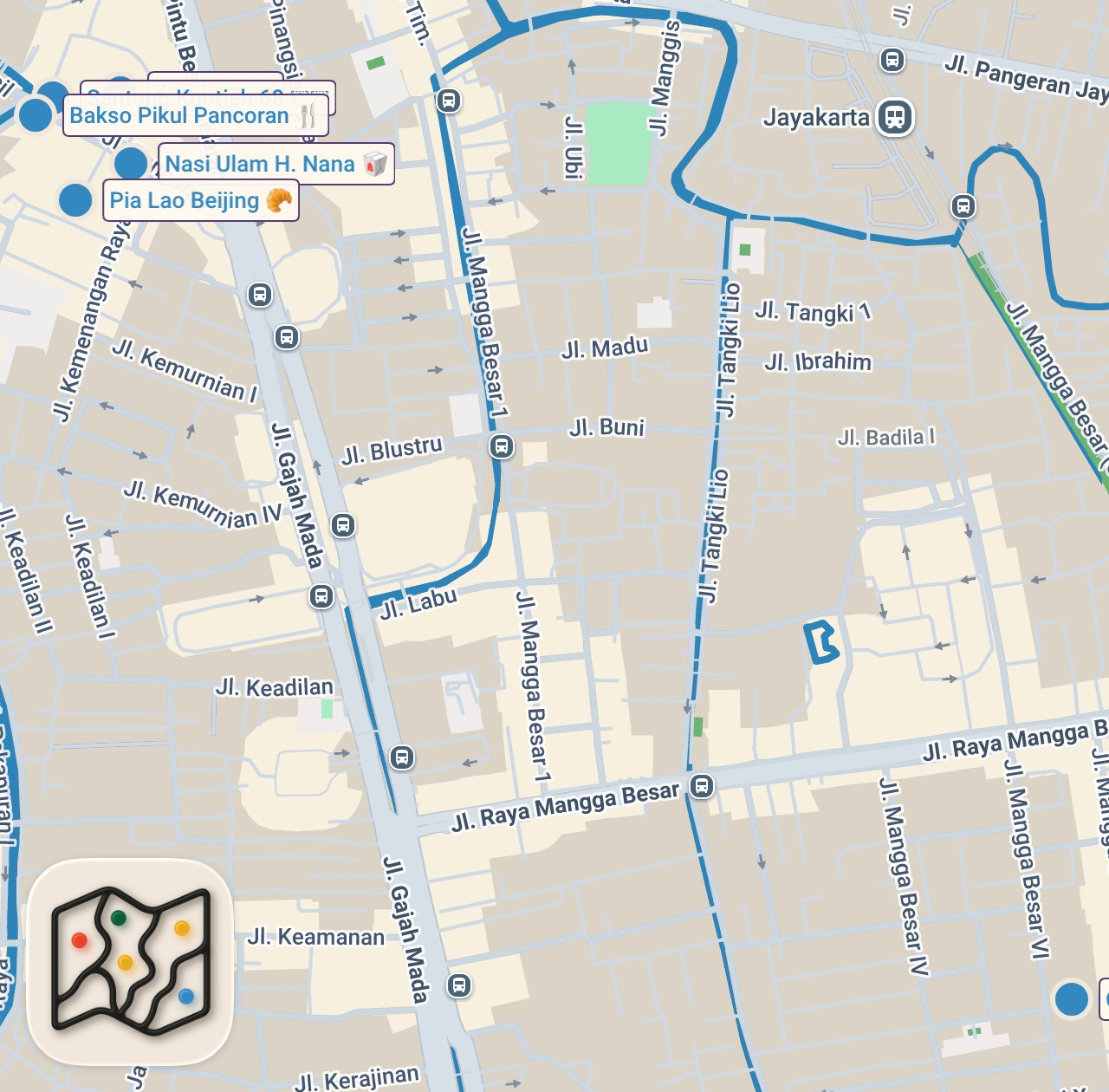 Map preview for 7 Indonesian street food in GLODOK, Jakarta's CHINATOWN