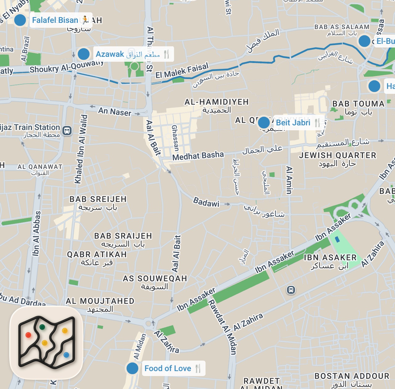 Map preview for First Time in Syria!! 14-Hour SYRIAN STREET FOOD Tour in Damascus!!