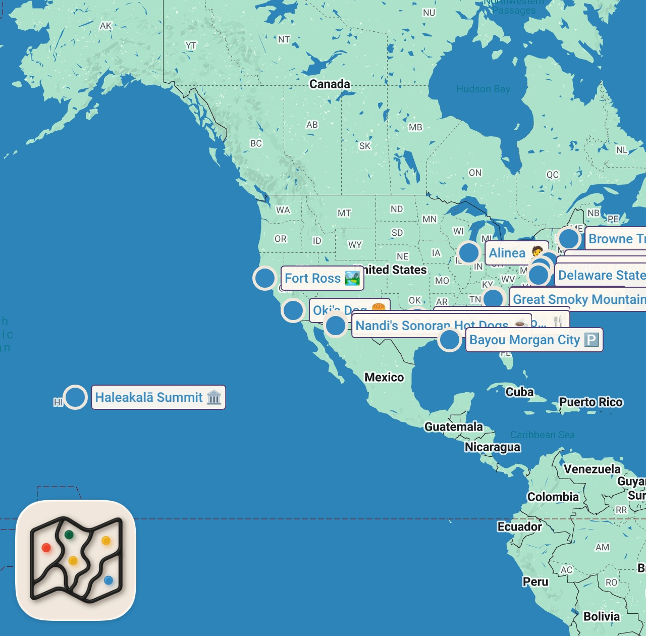Map preview for Wild Food Tour of the US | Bizarre Foods with Andrew Zimmern | Travel Channel