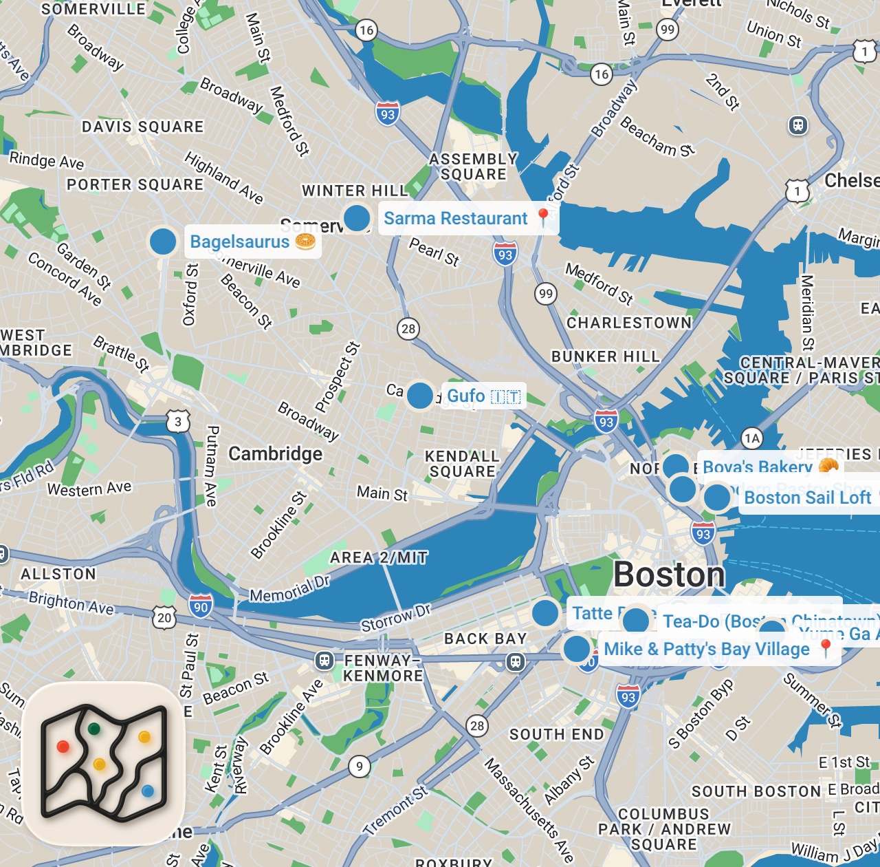 Map preview for WHERE TO EAT IN BOSTON! (36 HOURS)