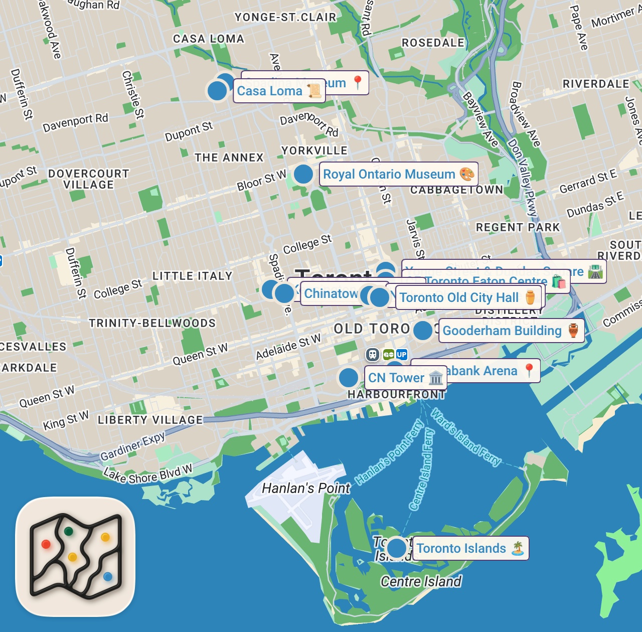 Map preview for TORONTO GUIDE DE VOYAGE : Les Lieux Immanquables à Visiter  | CANADA VLOG 4 🇨🇦