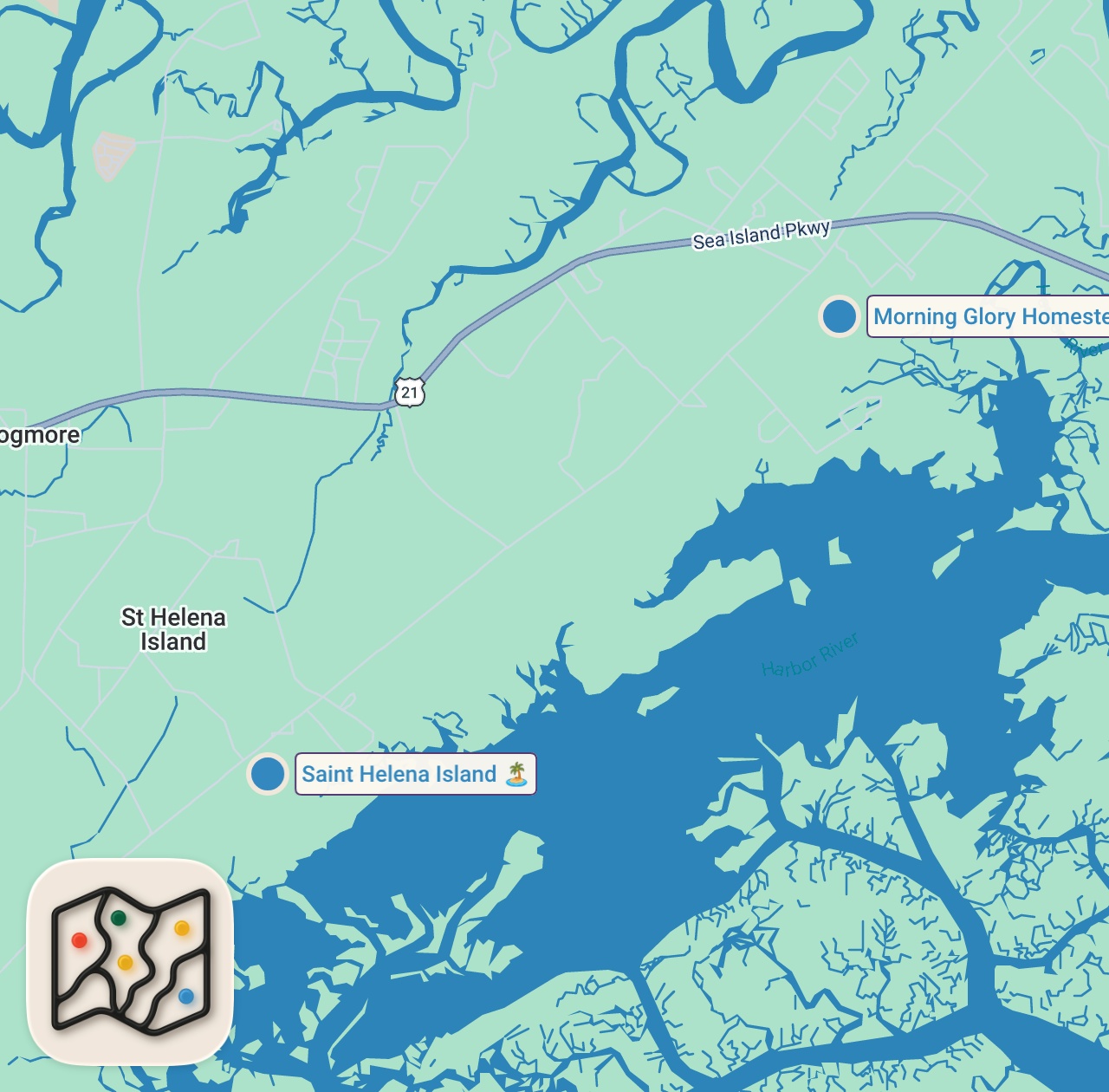 Map of 2 spots from Real Lowcountry Food!! 🦐 SHRIMP & GRITS - Gullah Geechee Food in Southern USA!