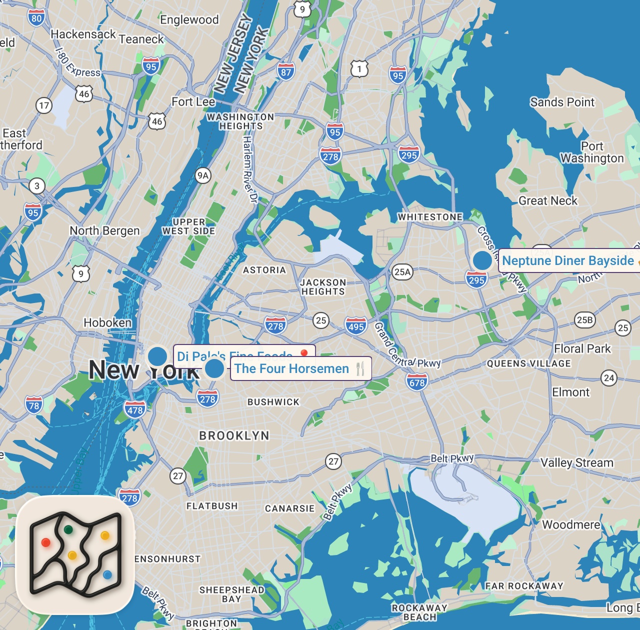 Map preview for FROM QUEENS TO MANHATTAN: NEW YORK CITY FOOD MARATHON | FTD