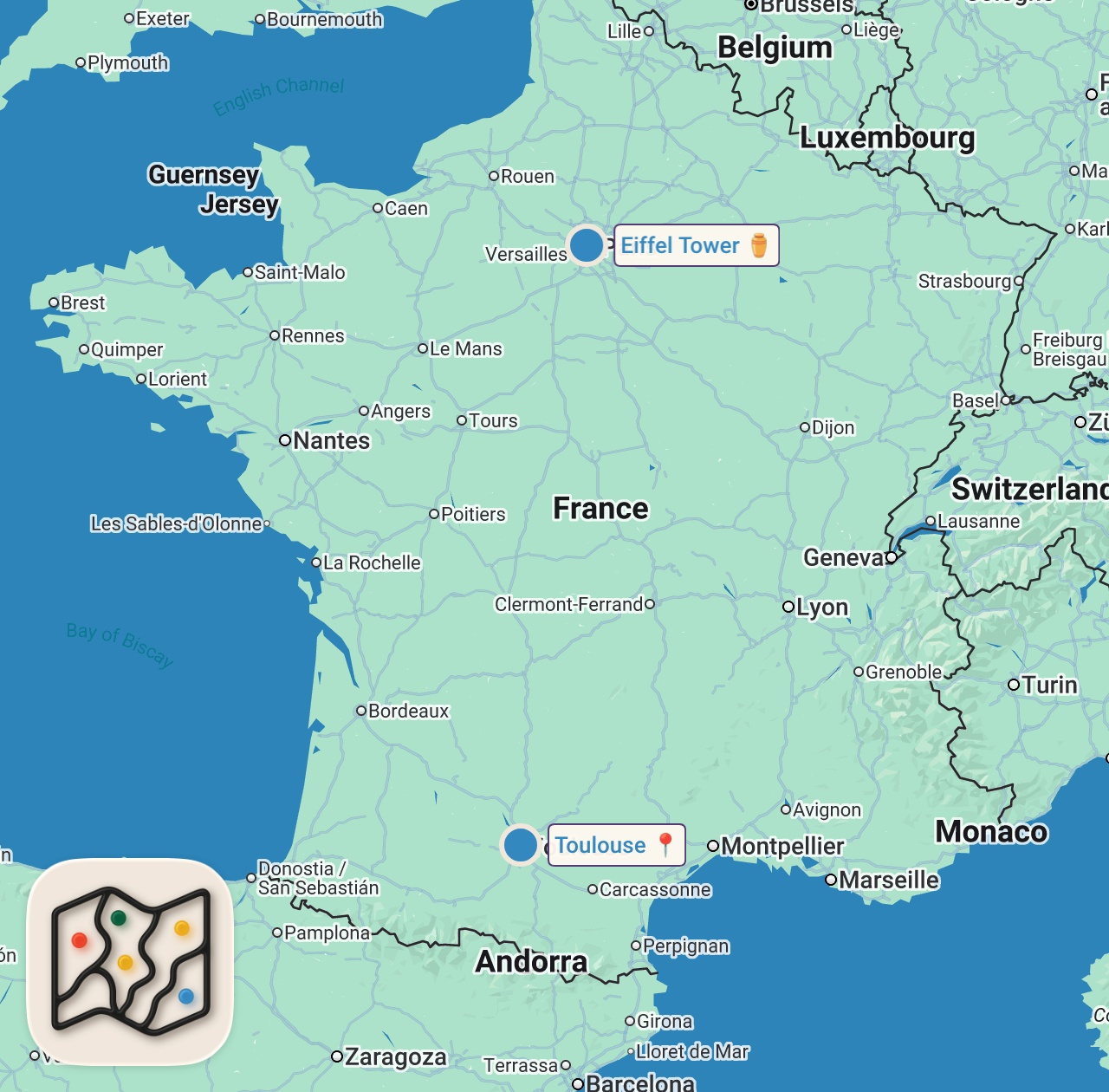 Map of 2 spots from I Tried Paris's Most Overrated Food