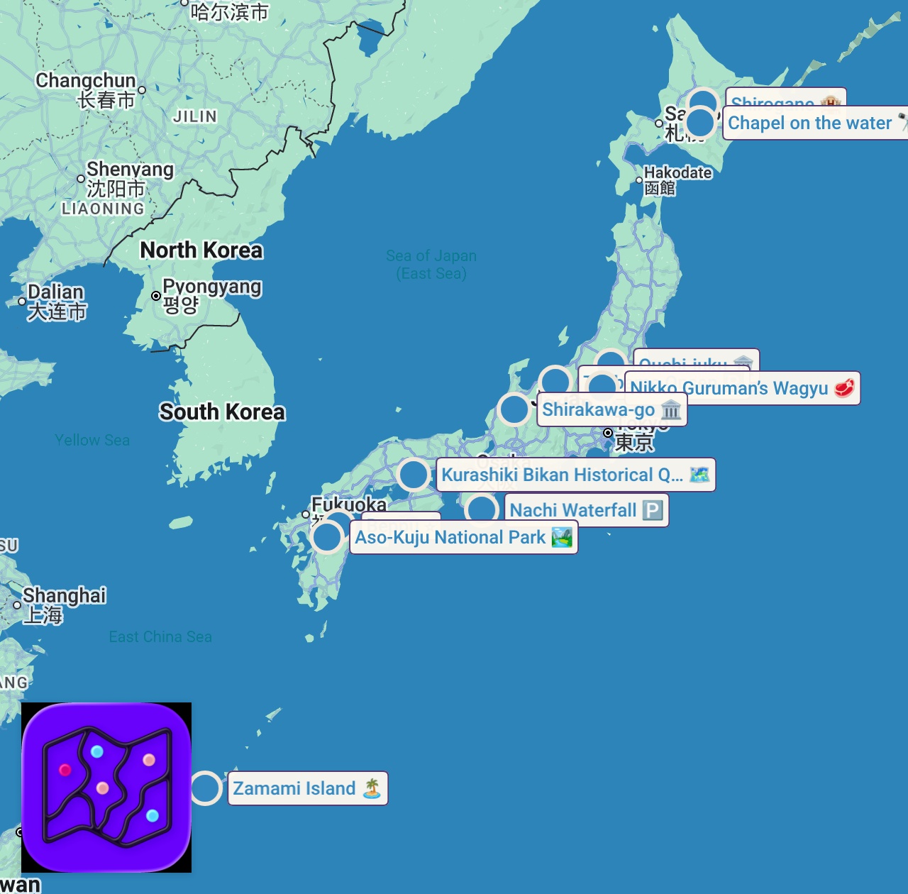 Map of 11 spots from 10 Unique Japan Travel Spots - Hidden Gems & Off-The-Beaten-Track Locations For Your Next Trip