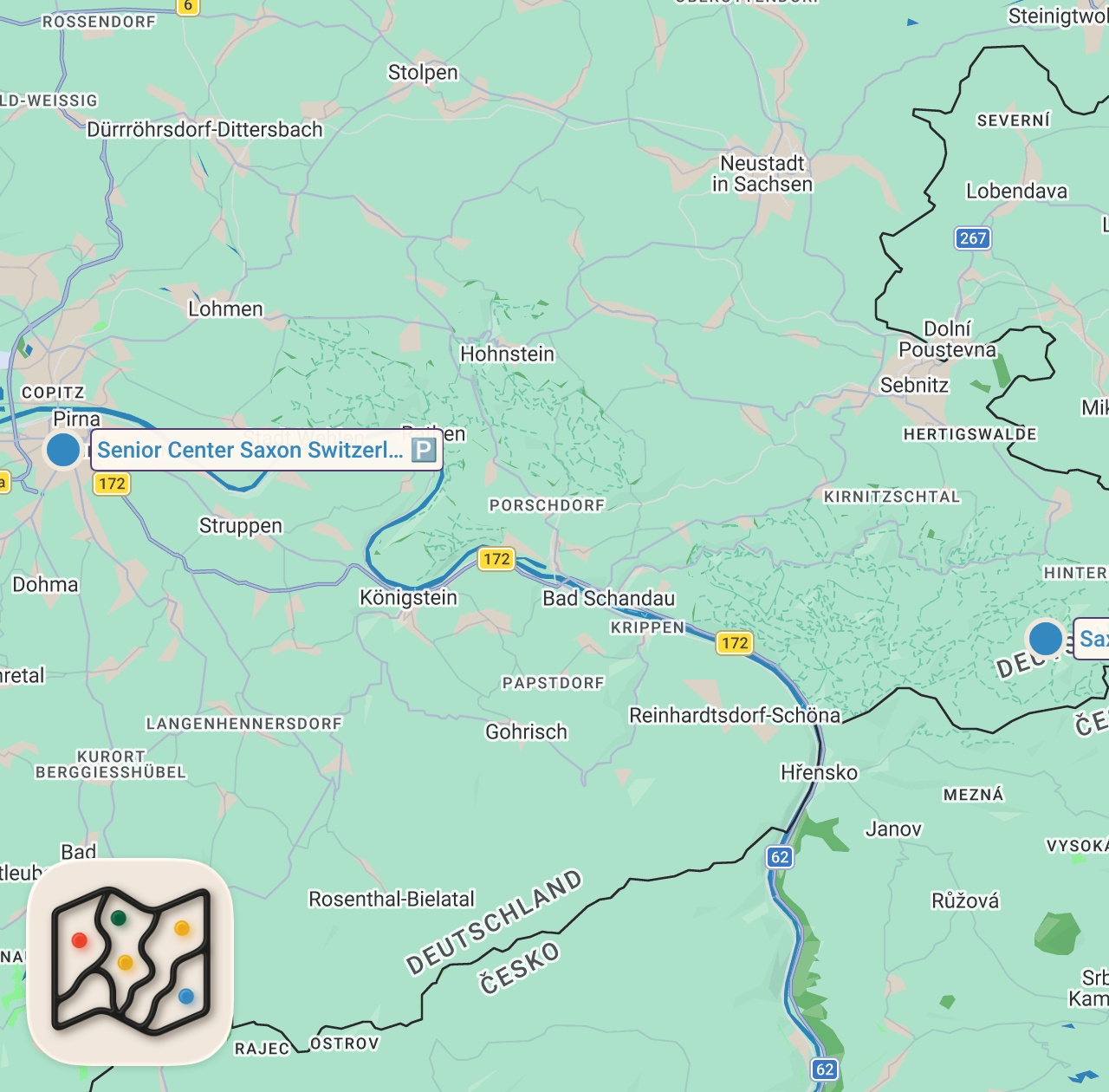 Map of 2 spots from Dream Hikes in Saxon and Bohemian Switzerland: Hiking in the Elbe Sandstone Mountains