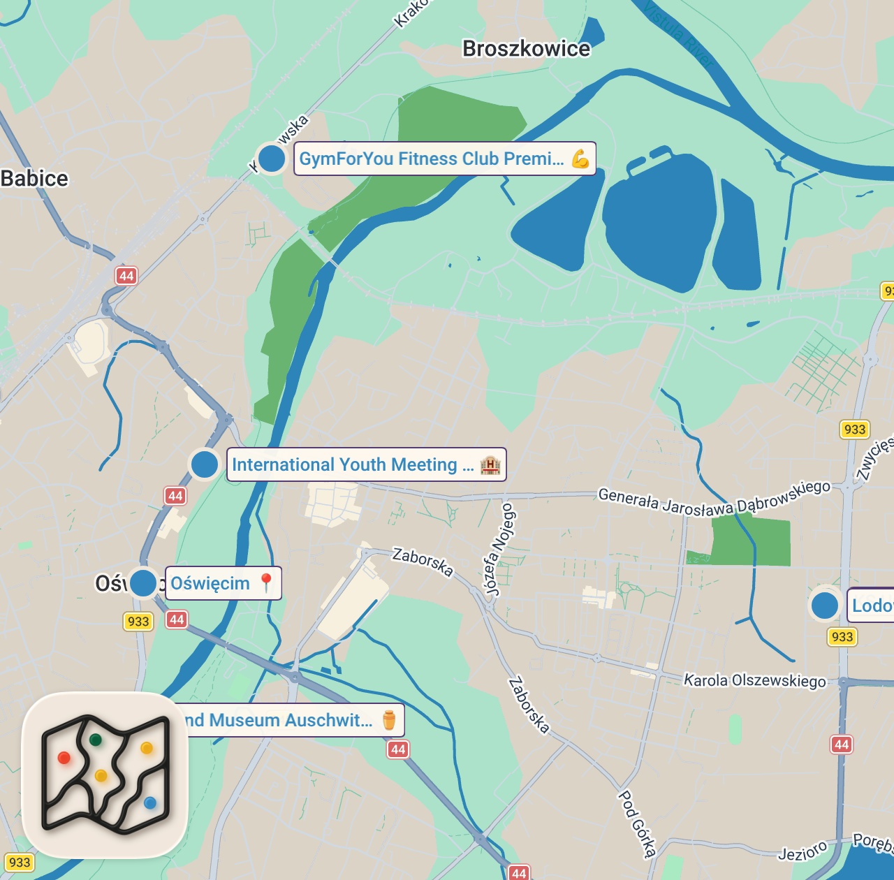 Map of 6 spots from Fimpens Resa Polen: Ruskigt drag i svensknästet