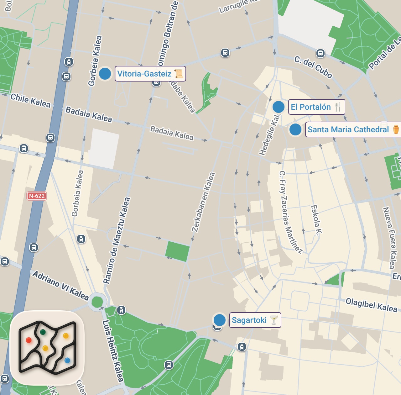 Map of 5 spots from The Best of Vitoria Gasteiz | Basque Country Spain