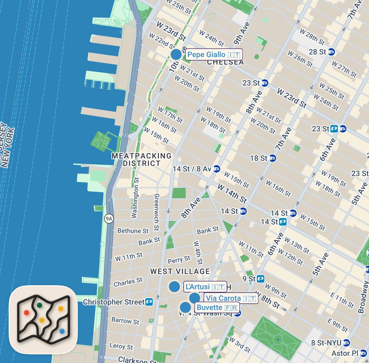 Map of 4 spots from NYC TOP RESTAURANT GUIDE (2026) #nyc