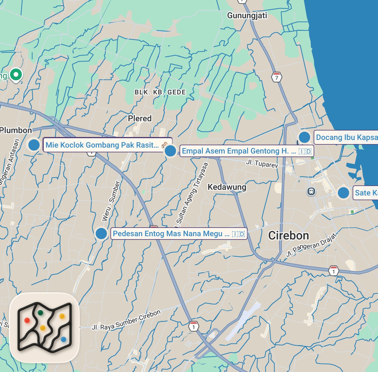 Map preview for 6 Indonesian Street Food in CIREBON, West Java