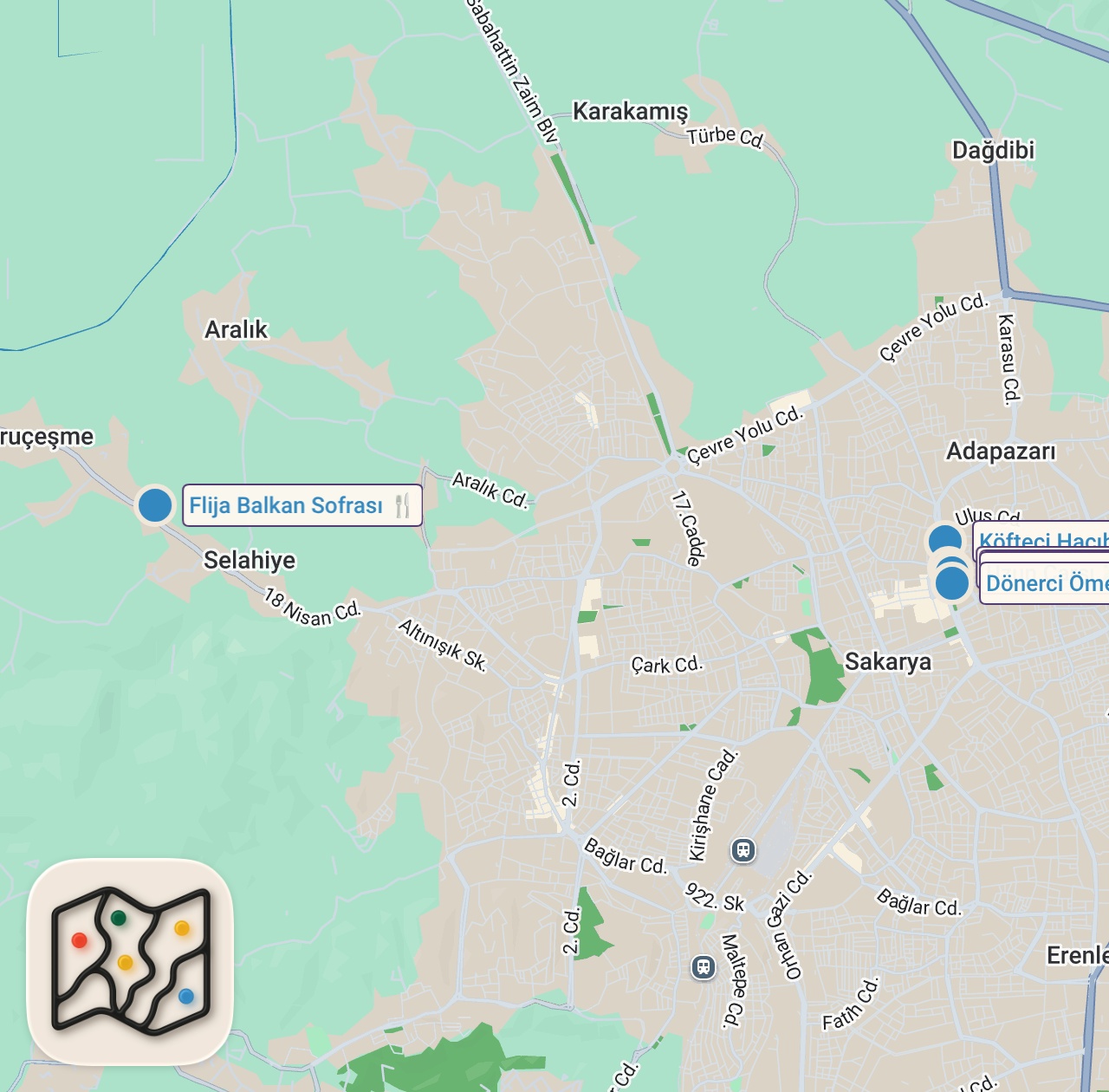 Map preview for SAKARYA'DA NE YENİR?