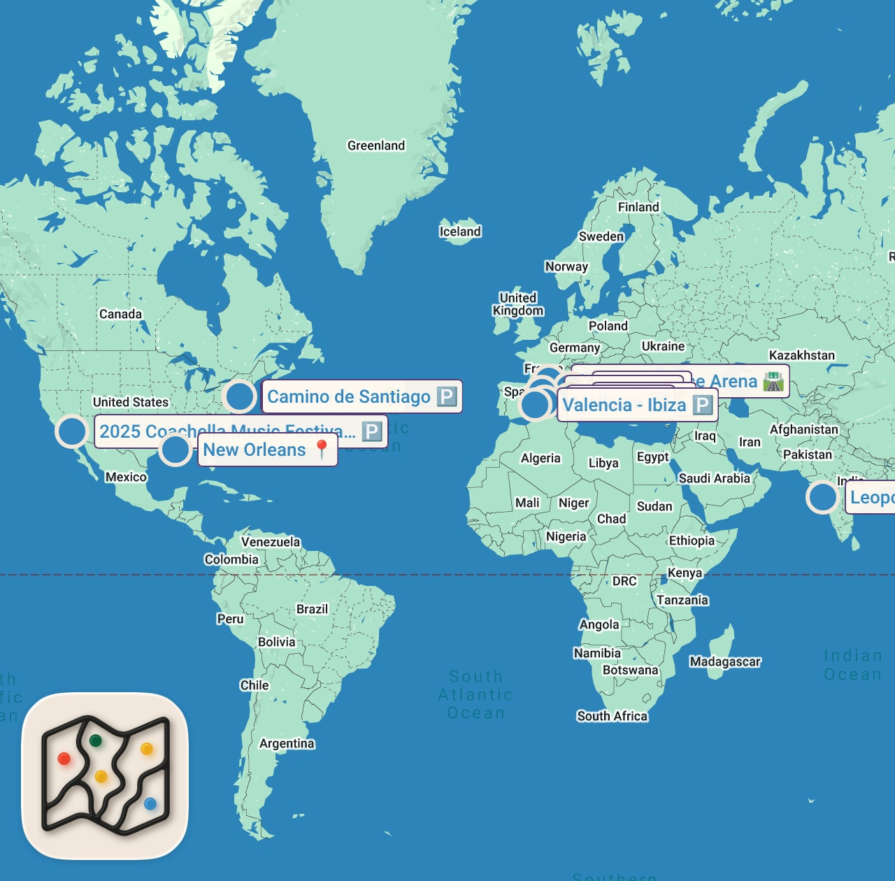 Map of 11 spots from 50 Random Facts about Marko