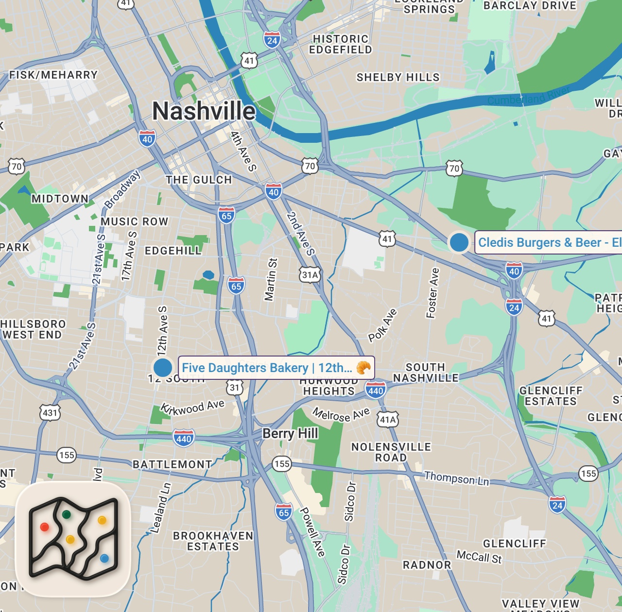 Map of 2 spots from Eating Instagram VIRAL Food For 24 Hours... *Taste Test*