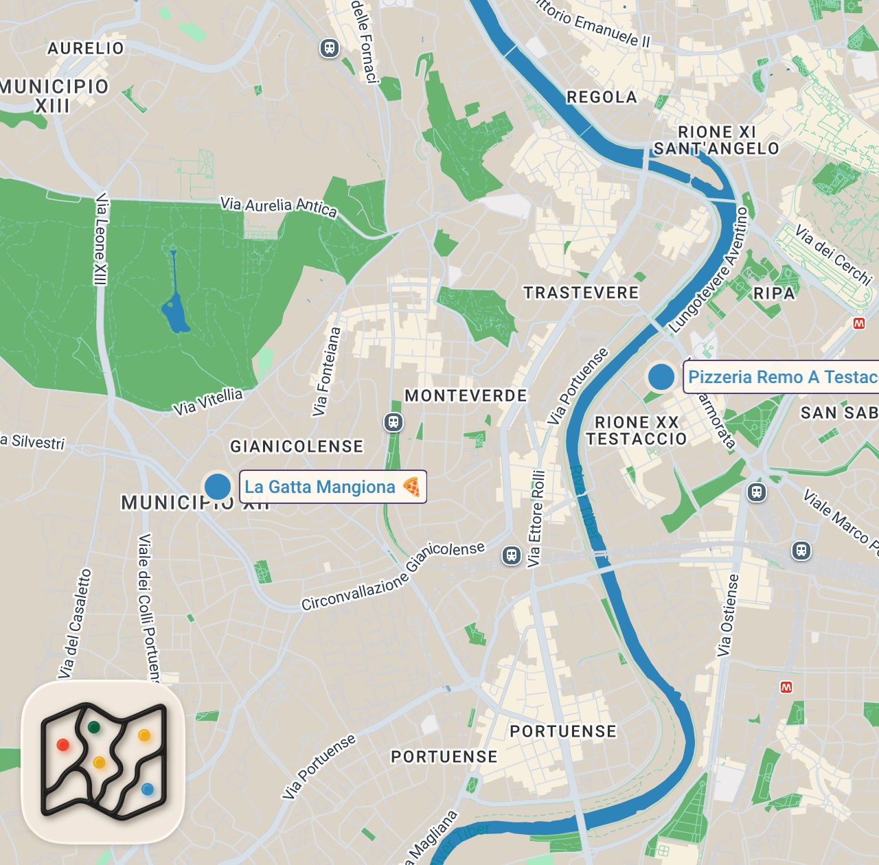 Map of 2 spots from Best pizza places in Rome - we asked the locals