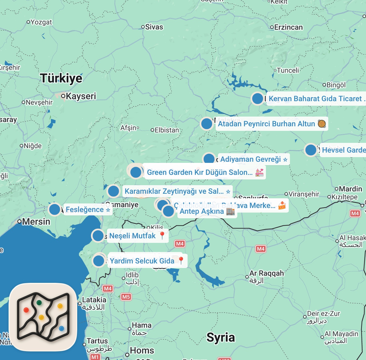 Map preview for DEPREMDEN ETKİLENEN 11 İLDEKİ YEREL ÜRETİCİLER - Ayaküstü Lezzetler