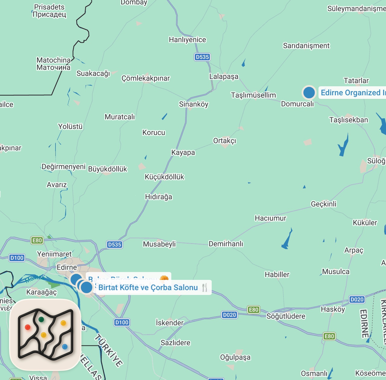 Map preview for Edirne Sanayi Lezzetleri | Su Böreği, Köfte, Bahçıvan Kebabı - Ayaküstü Lezzetler