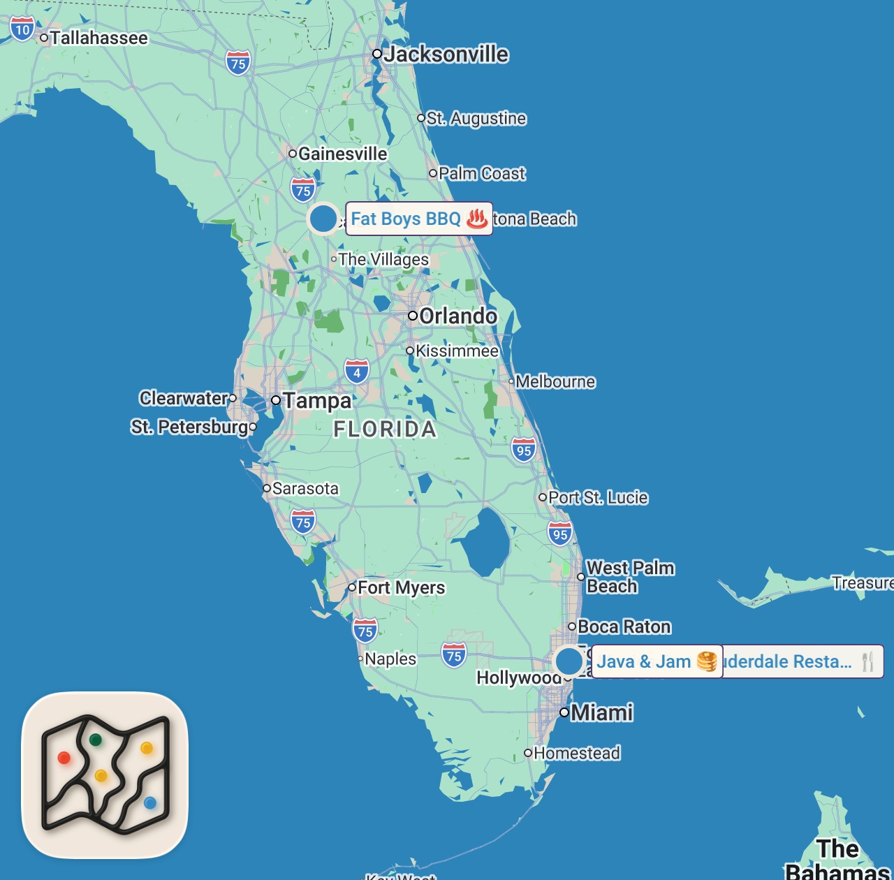 Map preview for Letting Strangers Decide Where I EAT For 24 Hours... (Florida)