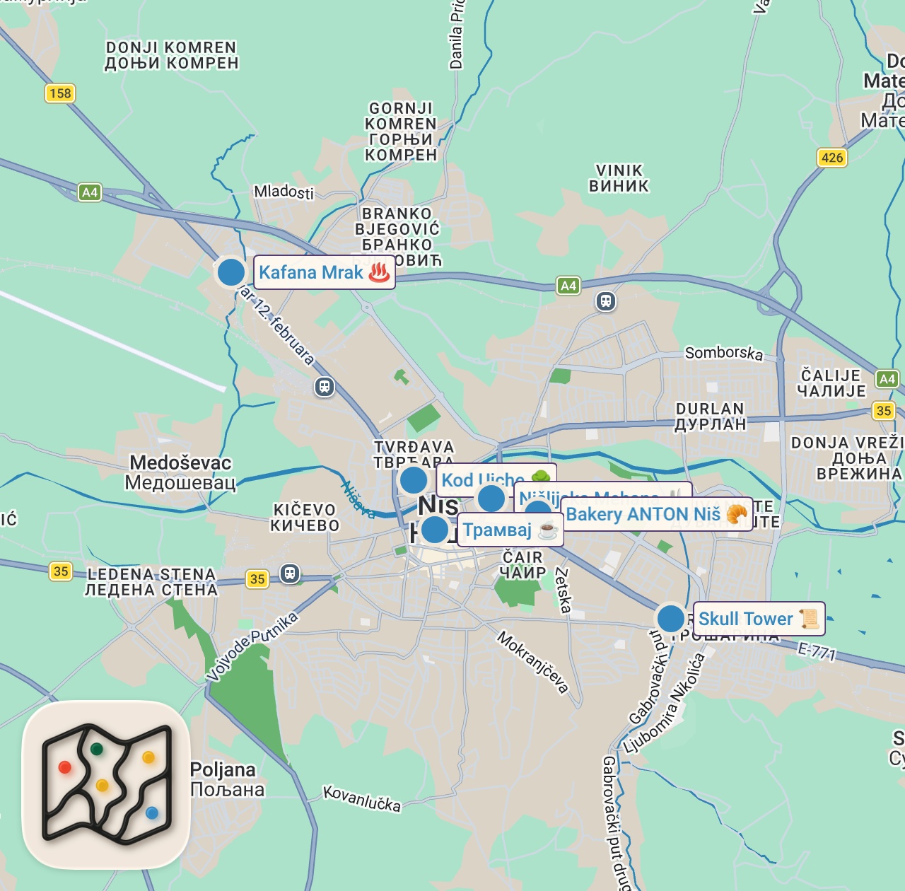 Map preview for SERBIA MEAT PARADISE! Serbian Street Food in Niš, Serbia - BEST Roštilj + BUREK + Pljeskavica