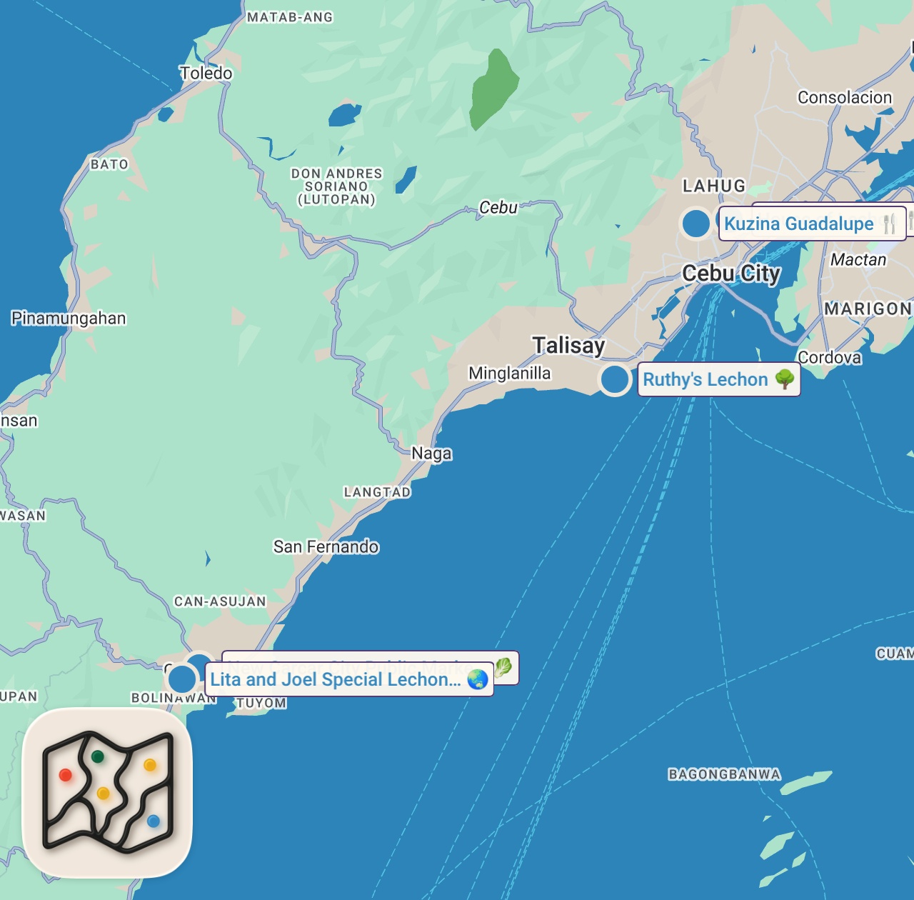 Map preview for I Survived 48 Hours Only Eating Lechon in Cebu Philippines 🇵🇭