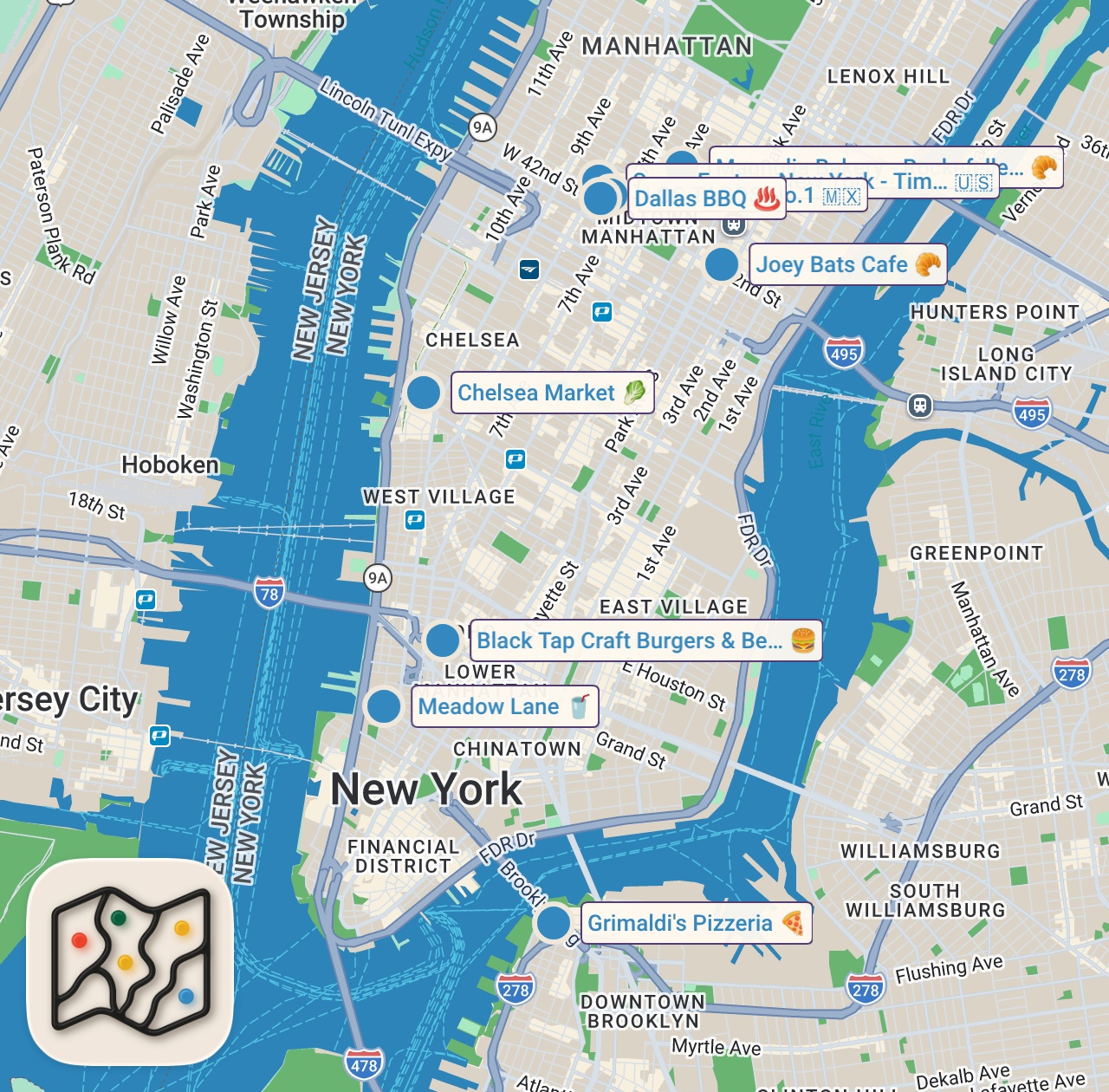 Map preview for I Tried NYC Rip-Off Restaurants