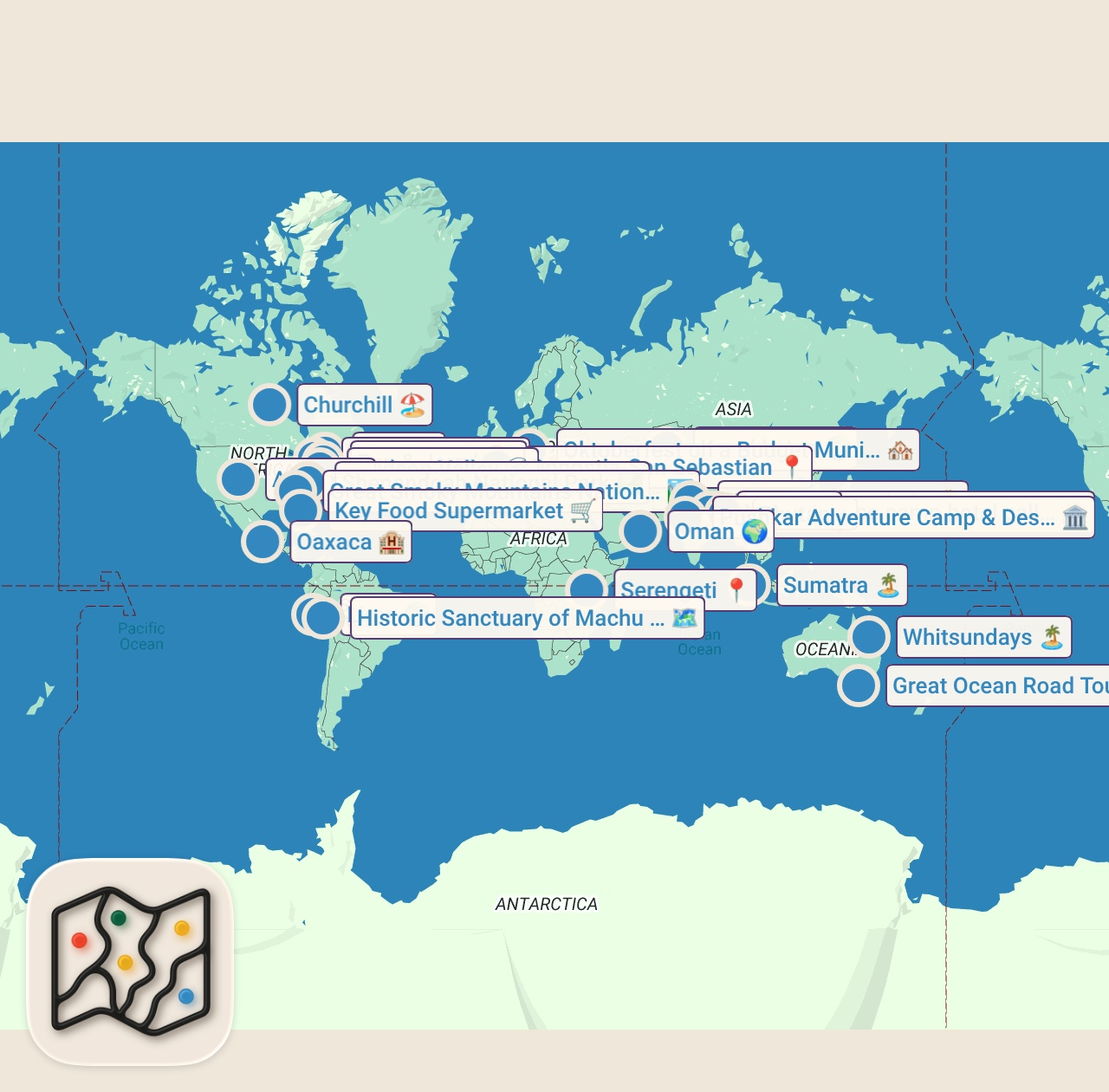 Map of 25 spots from 25 Best Fall Travel Destinations Around The World to Visit Now