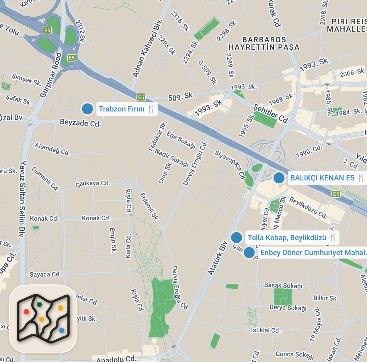 Map preview for BEYLİKDÜZÜ LEZZETLERİ - Ayaküstü Lezzetler