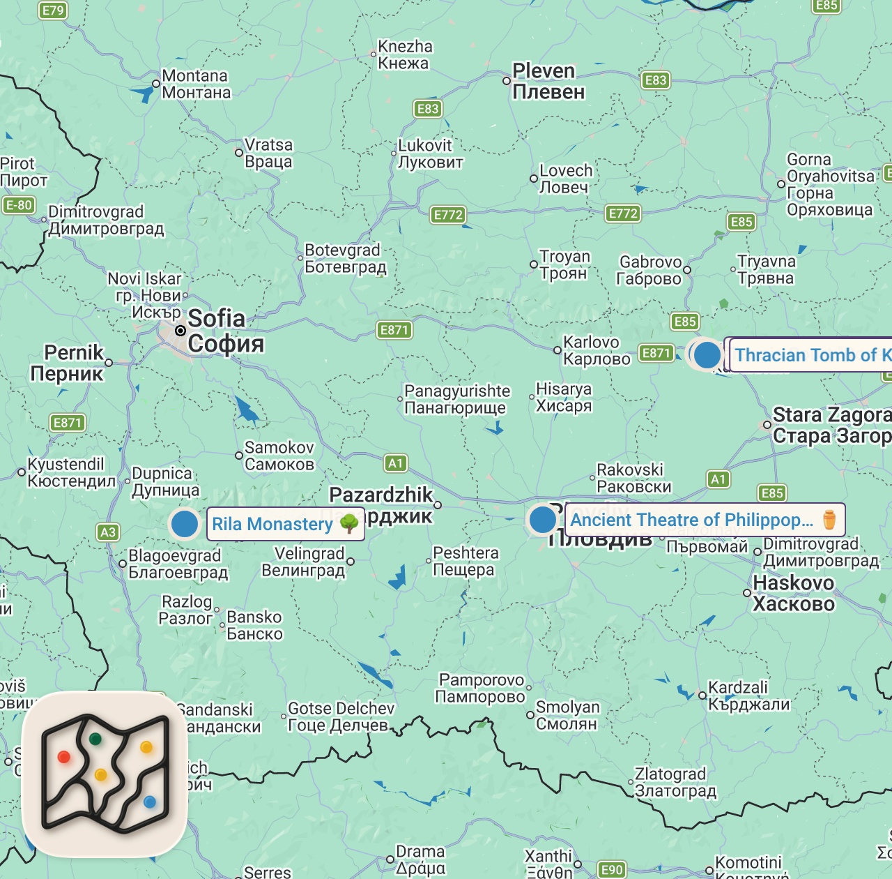 Map of 4 spots from Inside The Oldest City In Europe (not Rome Or Athens) 🇧🇬