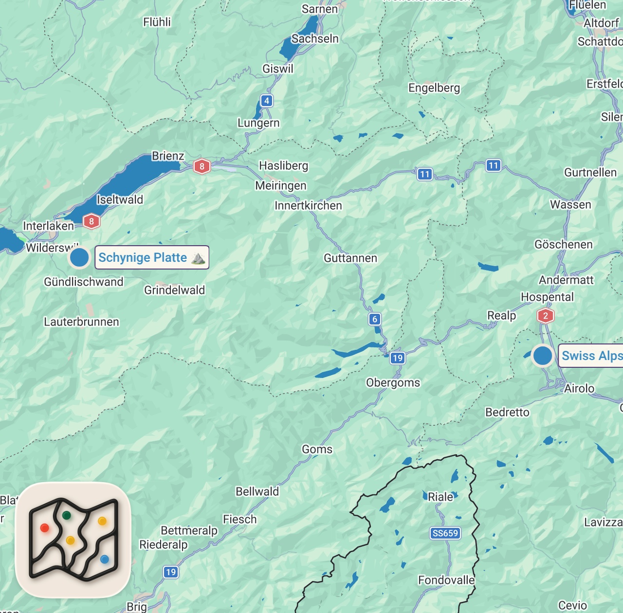 Map of 2 spots from Was die Schweizer noch kochen — und wir längst vergessen haben