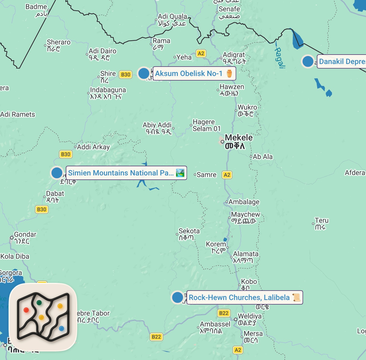 Map of 4 spots from Humble Mother Was Shocked When I Did This In Arba Minch, South Ethiopia 🇪🇹