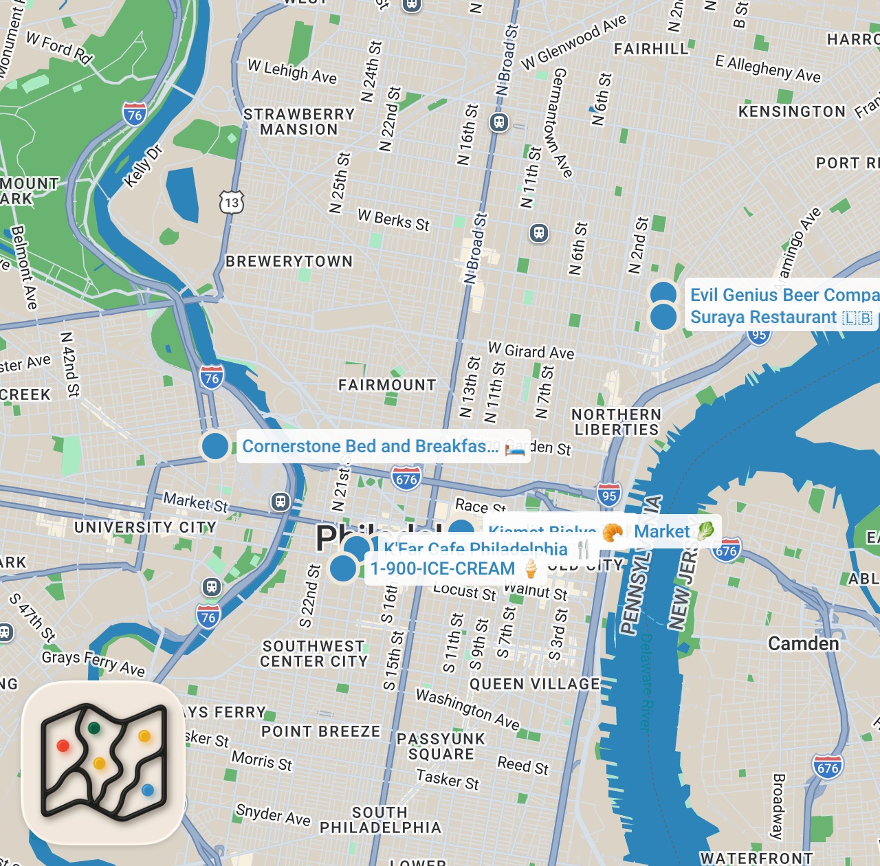 Map preview for Philadelphia Food Tour with the best Philly Food! #foodtour #philadelphia