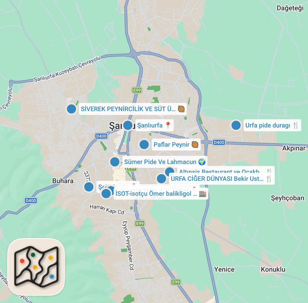 Map preview for ŞanlıUrfa’da Denemeniz Gereken Lezzetler🌶️ Reklam