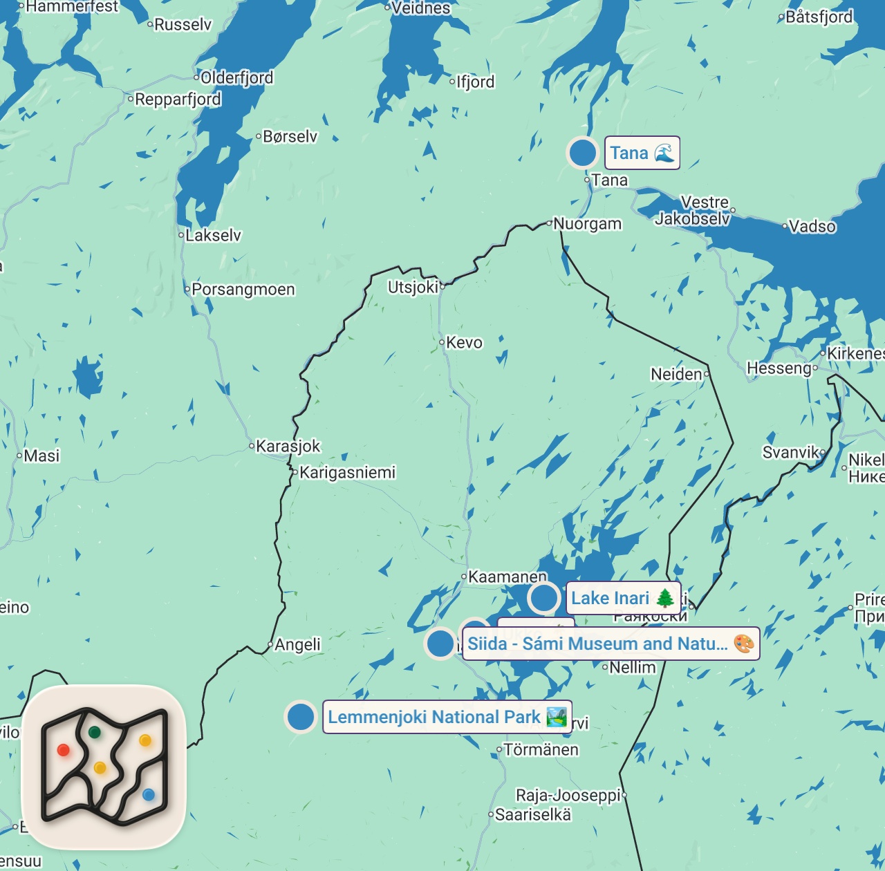 Map of 6 spots from LAPLAND FINLAND TRAVEL GUIDE