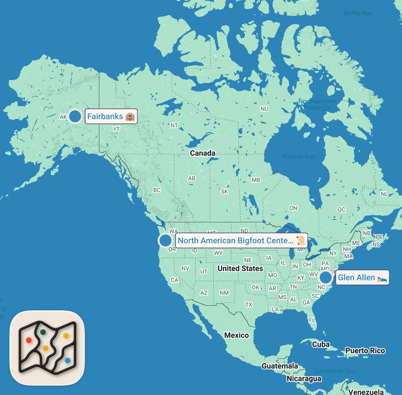 Map preview for Too Close For Comfort: Bigfoot Encounters in Alaska | The Alaska Triangle | Travel Channel