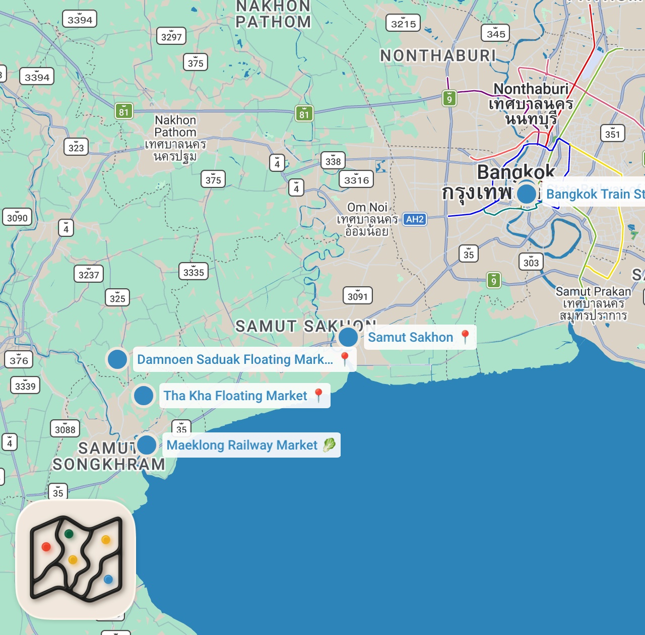 Map preview for Alone In Thailand's Floating Market!!!