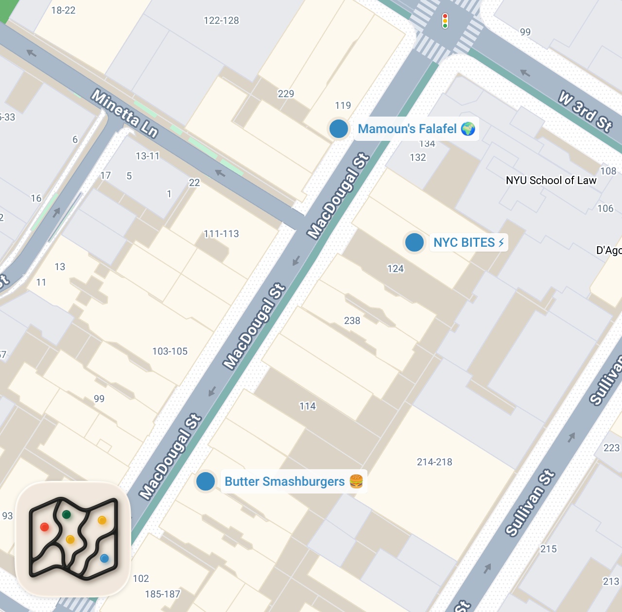 Map preview for Food Tour in New York City