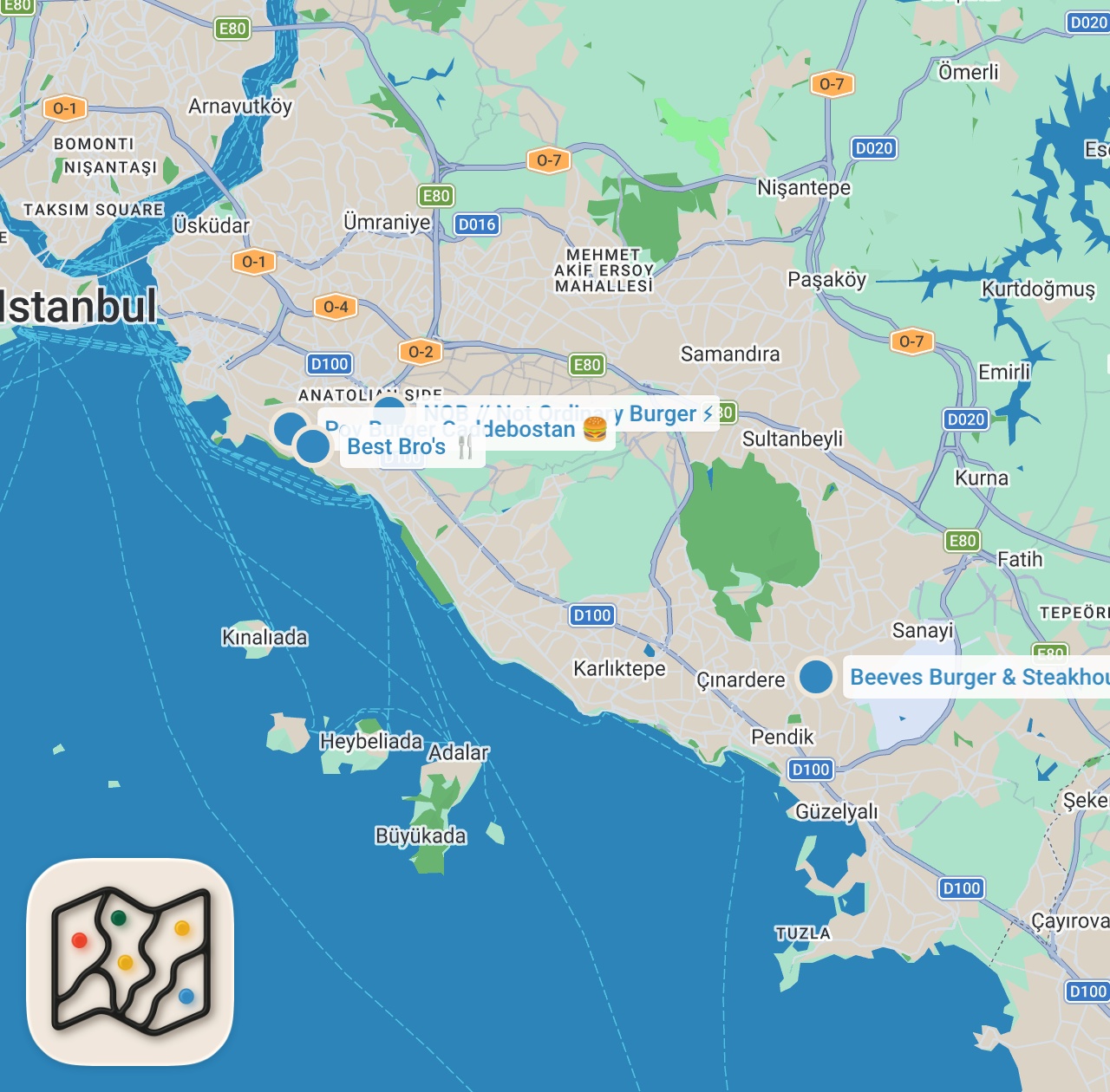 Map preview for İSTANBUL HAMBURGER REHBERİ 🍔 | Anadolu Yakası'ndan 4 Burger Durağı - Ayaküstü Lezzetler