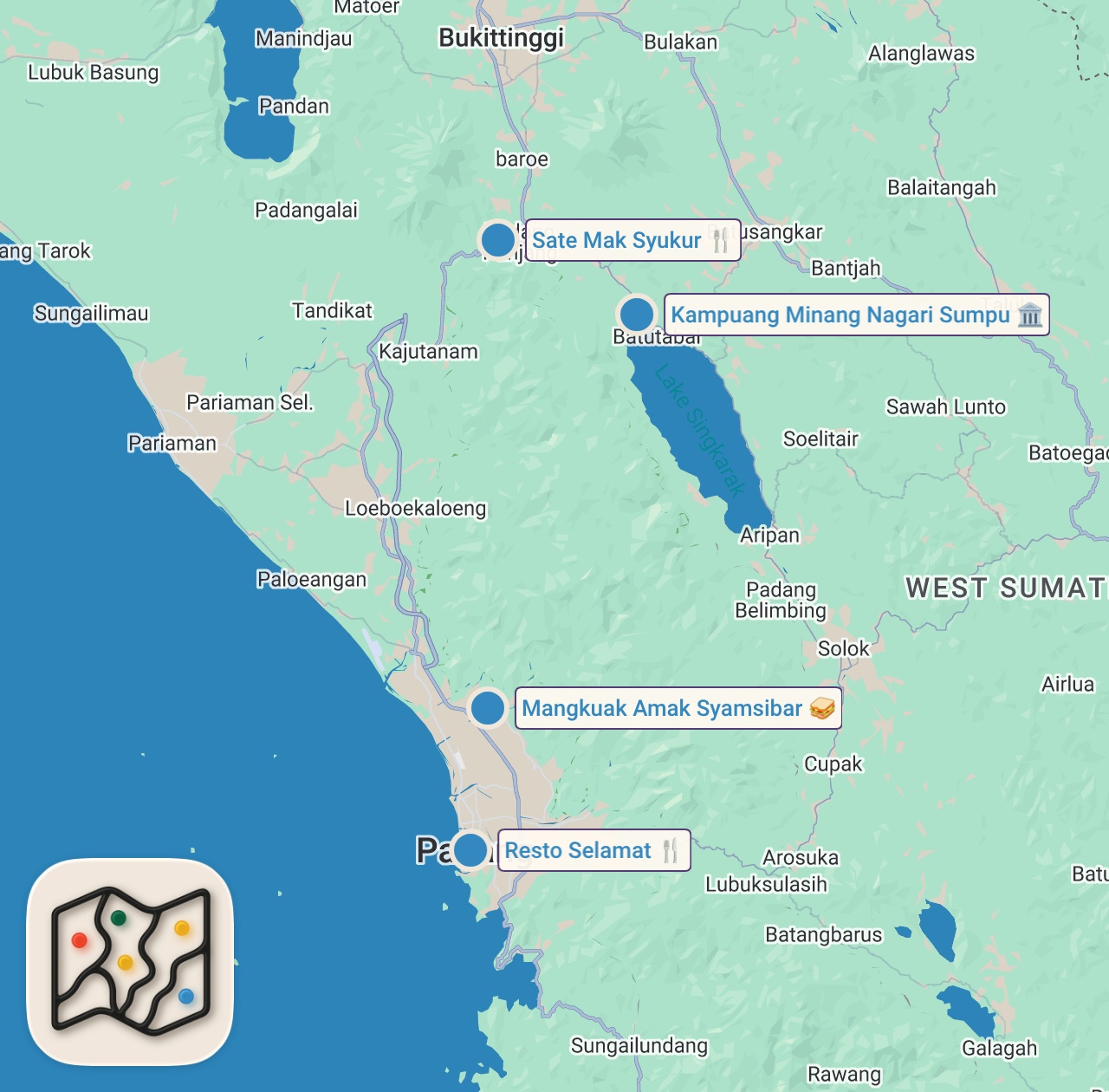 Map preview for LEGENDARY Beef Rendang + #1 Satay Padang + MINANG VILLAGE - Indonesian street food in West Sumatra