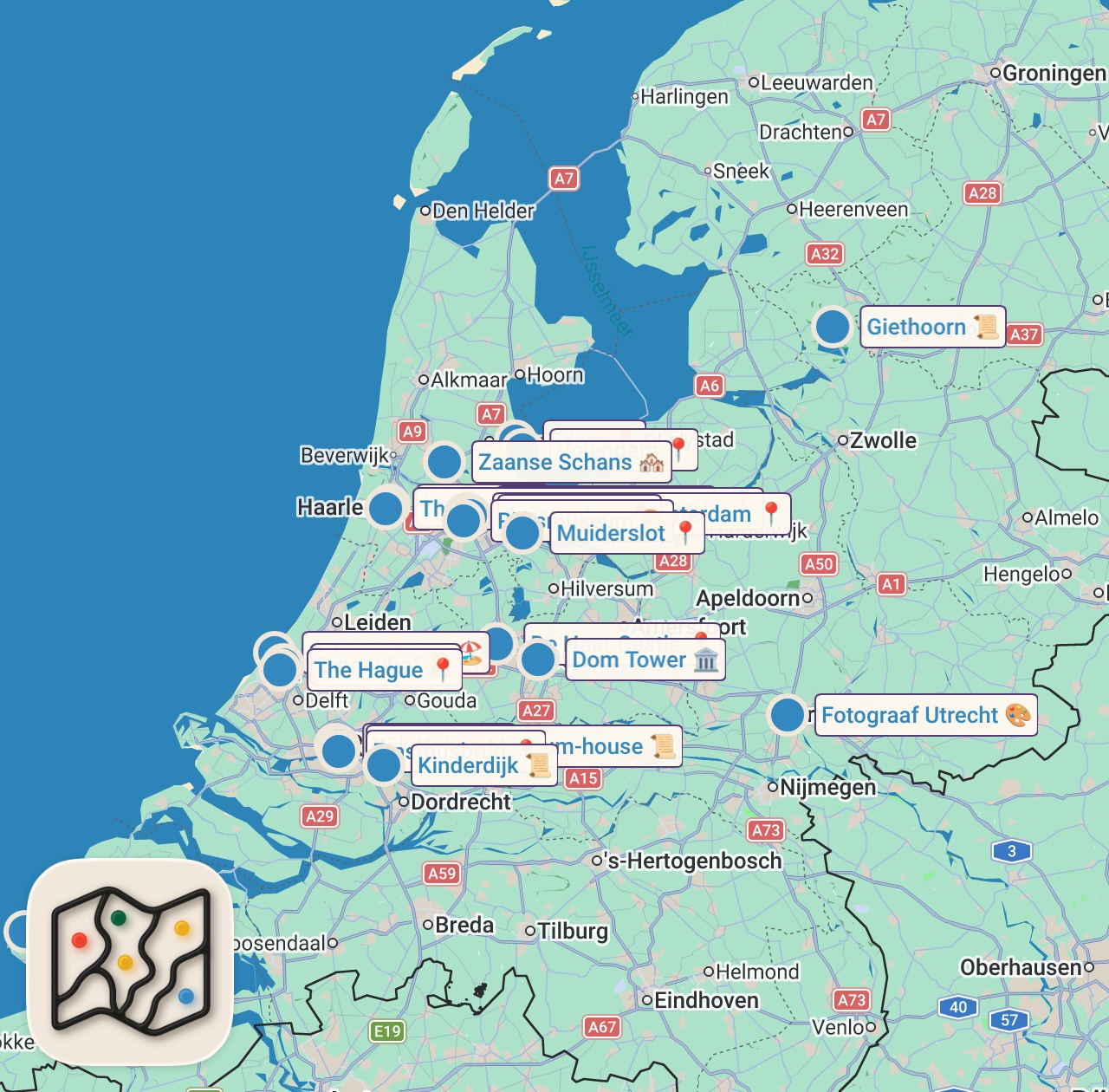 Map of 26 spots from 🇳🇱 NIEDERLANDE Dokumentation: Mehr als Tulpen und Windmühlen | 4K
