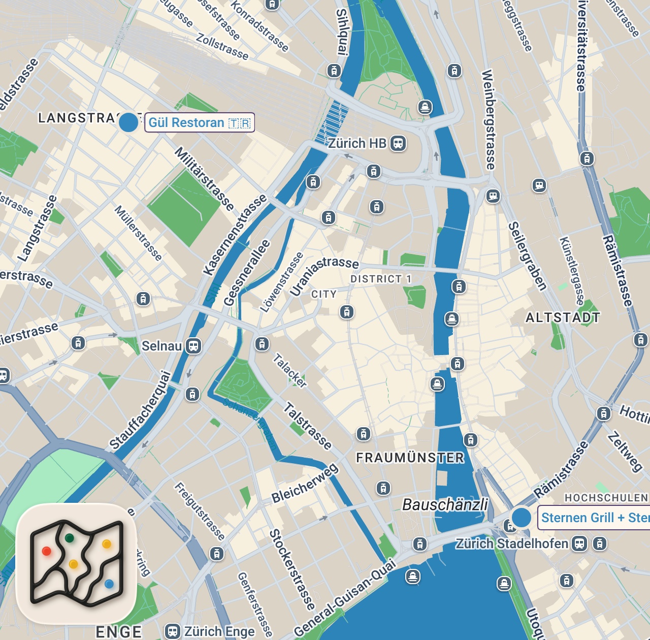 Map preview for A Pro Chef’s Favorite Places to Eat in Zürich | Where the Chefs Eat | Condé Nast Traveler