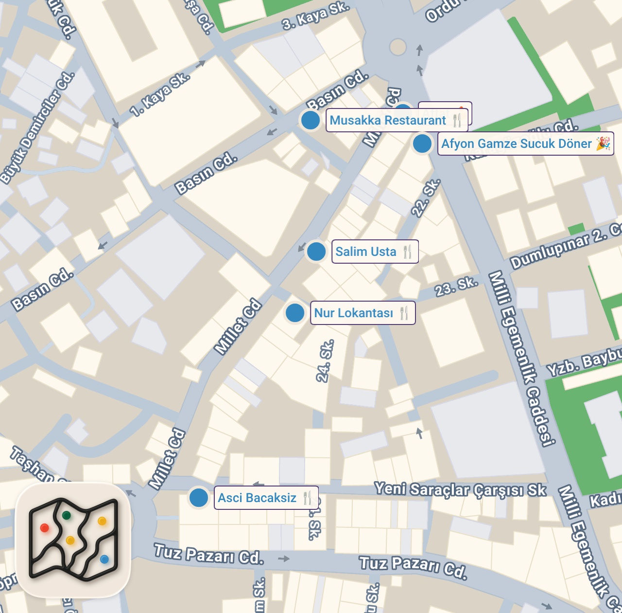 Map preview for UNKNOWN street food in Turkey 🇹🇷 - TURKISH FOOD YOU'VE NEVER HEARD OF + Street food in AFYON