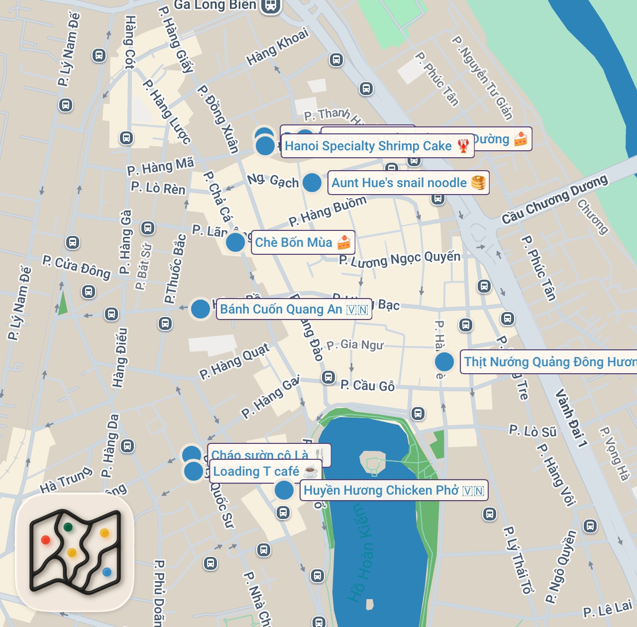 Map preview for TOP 10 Street Foods in HANOI OLD QUARTER (Vietnam)!! 🇻🇳